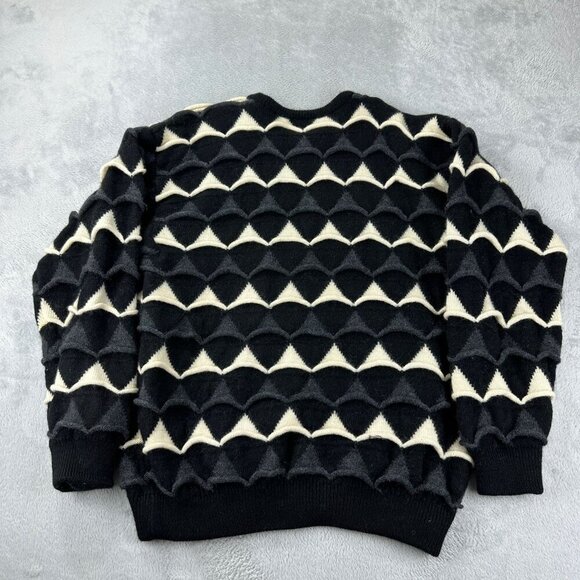 Coogi Australia Men's XL Pure Wool Knit Sweater Black Cream - Picture 3 of 14